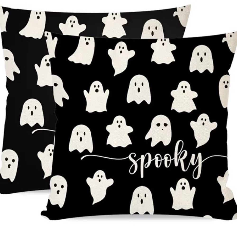 Spooky Ghost Pattern Throw Pillow Cover - set of 2